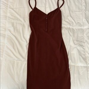 Chic Spaghetti Strap Midi Dress in Rich Brown